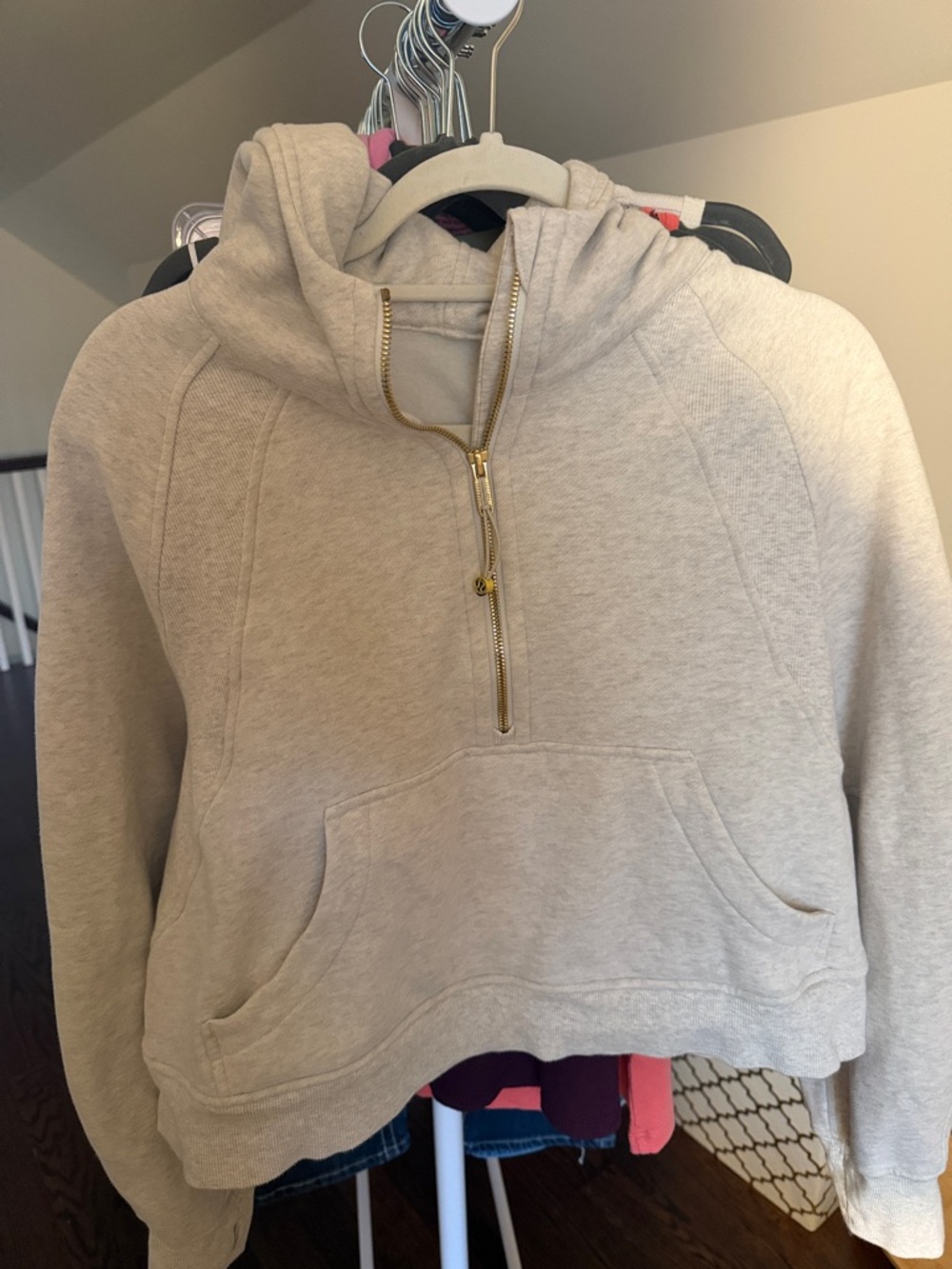 lululemon athletica Cream Half-Zip Hoodie with Gold Zipper